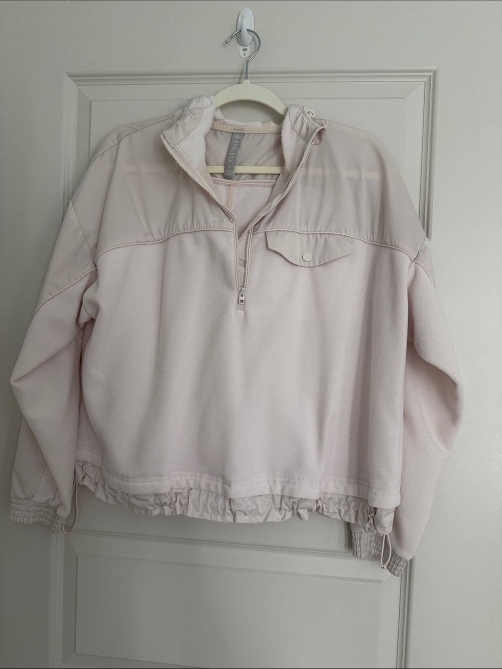 Athleta Cream Colored Fleece Half-Zip Pullover